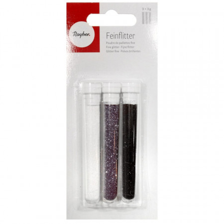 Sclipici fin negru/alb/gri 3 x 3g/set Rayher RY3940500