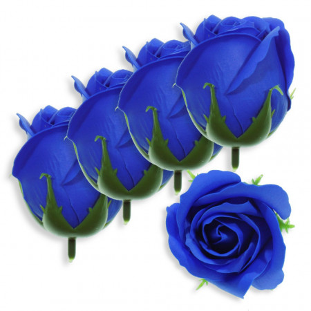 Trandafir din sapun albastru 5cm cu tija din plastic 5/set