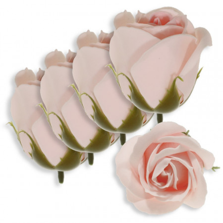 Trandafir din sapun roz cu mijloc roz inchis 5cm cu tija din plastic 5/set