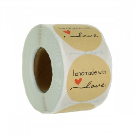 Abtibild bulina handmade with love 3,8cm 500buc/rola BASTK38-ROKRA3