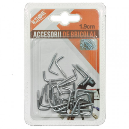 Agatatoare argintie tip L cu filet 1,9cm 25/set 47905