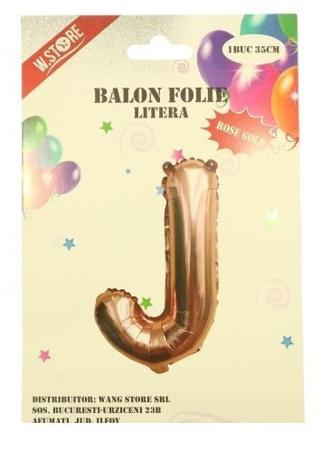 Balon folie auriu-roz litera J 35cm 032939