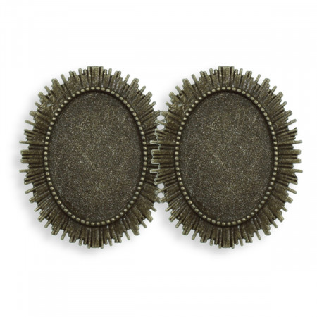 Brosa baza bronz cabochon oval 29x35mm 2/set B94