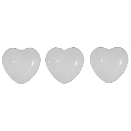 Cabochon sticla inima transparent 18mm, grosime 5mm 3/set