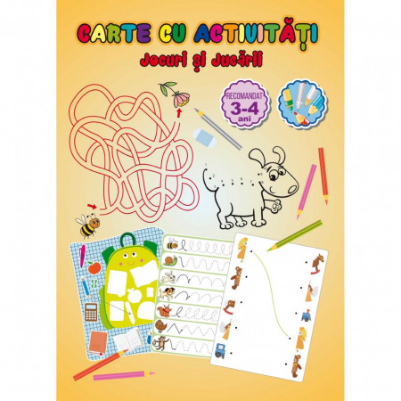 Carte colorat cu activitati 3-4 ani Jocuri si Jucarii 120g 32 pagini