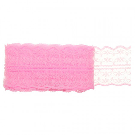 Dantela sintetica roz 4,5cm x 3m