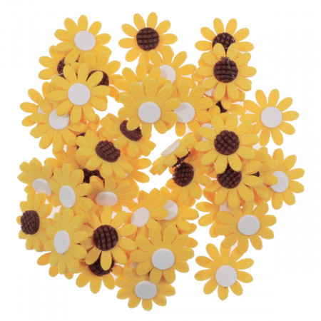 Floarea-soarelui pasla galben/maro cu adeziv 3cm 50/set