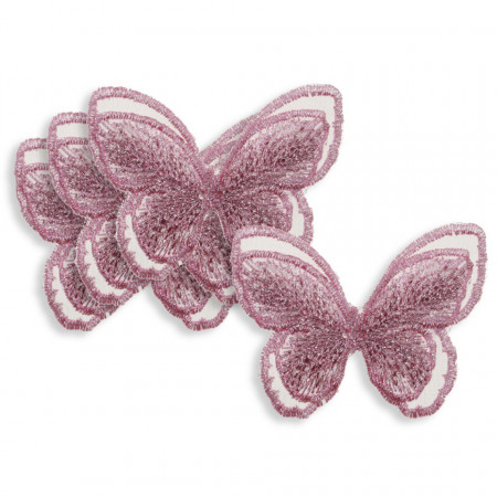 Fluture textil roz 6cm 4/set