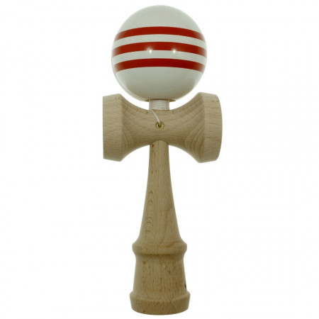 Joc kendama 16cm bila alba dungi rosii 6cm 018179