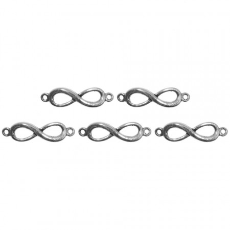 Link metalic argintiu simbol infinit 30x8mm 5/set