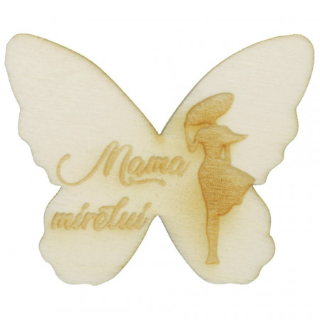 Marturie nunta fluture placaj gravat - Mama mirelui-4,5x5,5cm