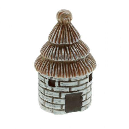 Miniatura coliba rotunda din rasina gri 3,5x2cm 389625