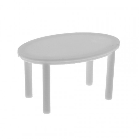 Miniatura masuta ovala gradina din plastic alb 3x1,8x1,6cm 389445