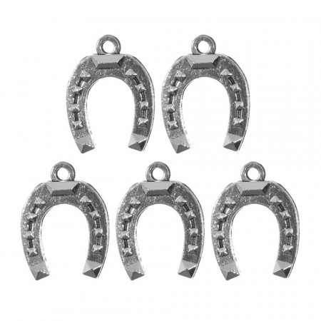 Pandantiv metalic argintiu inchis potcoava 16x21mm 5/set