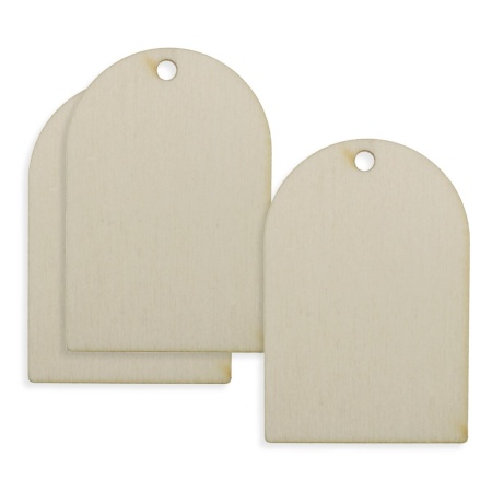 Pandantiv placaj natur model dreptunghiular arcuit cu gaura 3,4x5cm 3/set