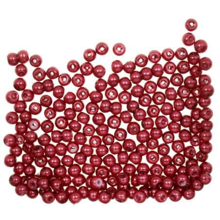 Perla sticla rotunda rosu inchis 3,5x4,5mm 20g