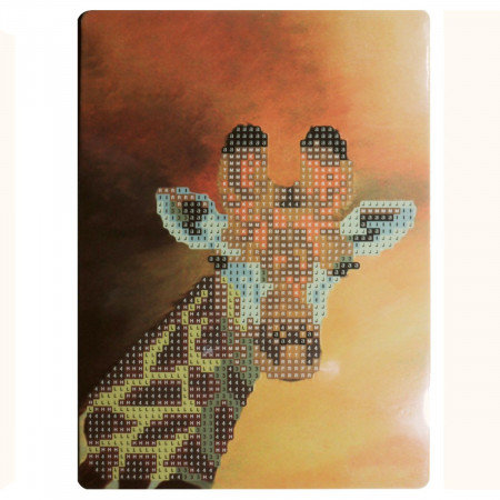 Pictura cu diamante pe carton mucava cu sevalet 15x20cm girafa JK27874