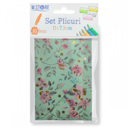 Plic 11x7,5cm 10/set model flori 4 063619/063616/063620