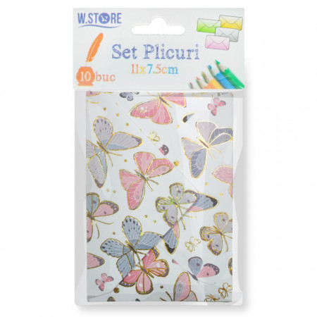 Plic 11x7,5cm 10/set model fluturi 2 063615/063619/063618