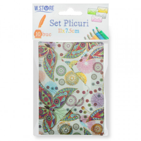 Plic 11x7,5cm 10/set model fluturi 5 063617