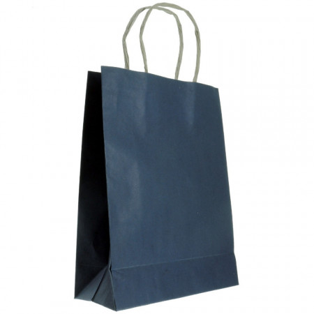 Punga hartie craft bleumarin interior natur maner rasucit 18x8x23cm CMRKNCOL18*7.5*24bleumarin
