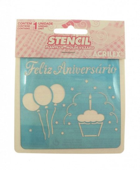 Sablon plastic aniversare 10x10cm Acrilex 30005