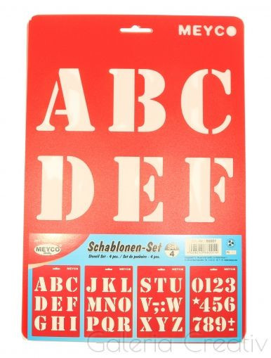 Sablon plastic litere si cifre A4 4/set Meyco 66001