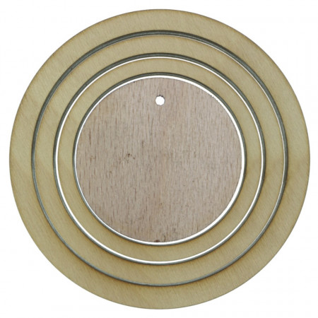 Set 3 inele placaj fag 5/6/7x0,5x0,8cm + disc placaj cu gaura 4x0,8cm