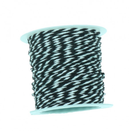 Sfoara bumbac bicolora alb/negru 1,5mm x 10m/rola 371918