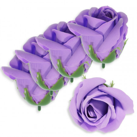 Trandafir din sapun lila 5cm cu tija din plastic 5/set