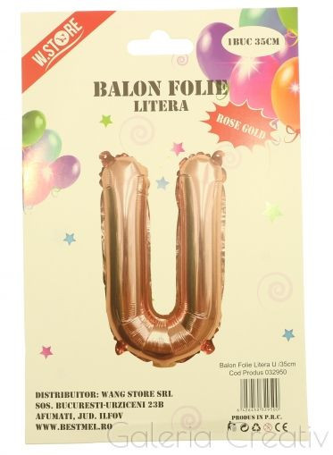 Balon folie auriu-roz litera U 35cm 032950