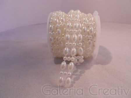 Banda decorativa alba cu perlute model-4 1,5m/rola 364966