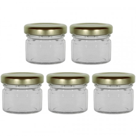 Borcan sticla rotund capac metal 20ml 5/set (30 TO 43HT)