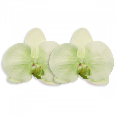 Cap orhidee textil crem/verde deschis 13cm 2/set