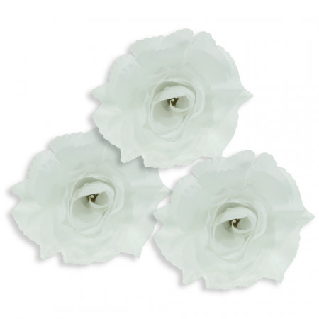 Cap trandafir gala textil alb 9cm 3/set SK72200-4