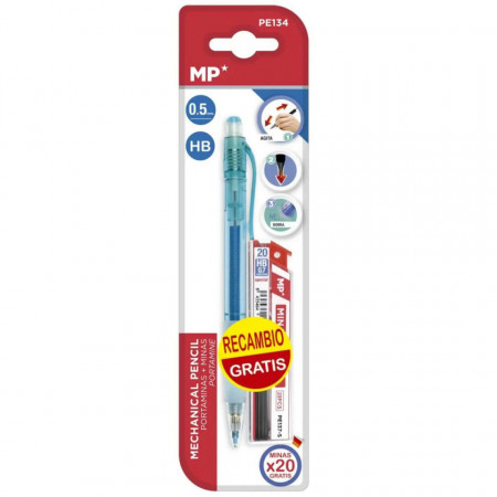 Creion mecanic corp albastru transparent cu 20 mine rezerva 0,5mm MP PE134