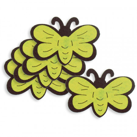 Fluture pasla negru/galben cu adeziv 7,5x5,3cm 5/set