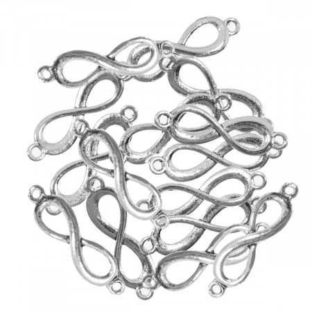Link metalic argintiu simbol infinit 30x8mm 15/set