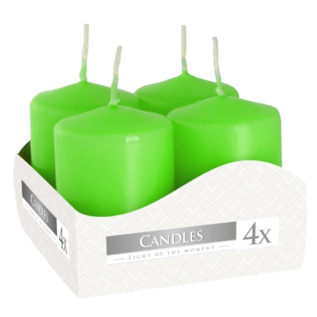 Lumanare stalp verde mar 4x6cm 4/set Bispol SW40/60-064
