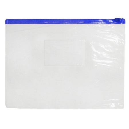 Mapa plastic transparenta cu fermoar albastru A4 12 microni M401