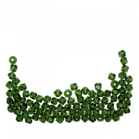 Margele sticla fatetata biconica verde oliv transparent 4x4mm 6g