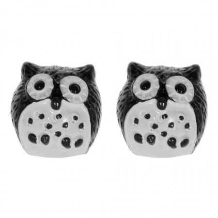 Miniatura bufnita din plastic alb/negru 2cm 2/set 389637