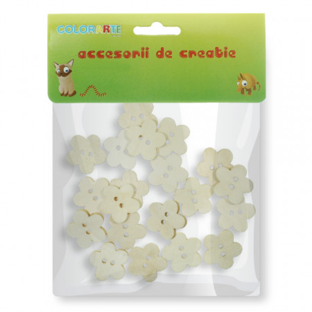 Nasture lemn natur floare 1,7x1,7cm 20-22g/set Colorarte a355