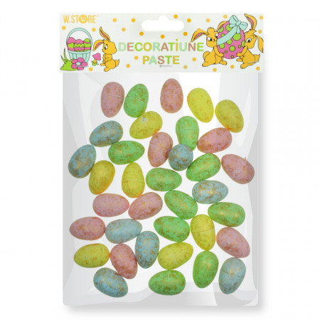 Ou polistiren multicolor cu auriu 2x3cm 36/set 079847