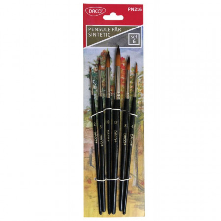 Pensula sintetica varf rotund 6/set Daco PN216