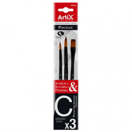 Pensula sintetica varf rotund/drept coada scurta 3/set Artix 10-16-16 PP282