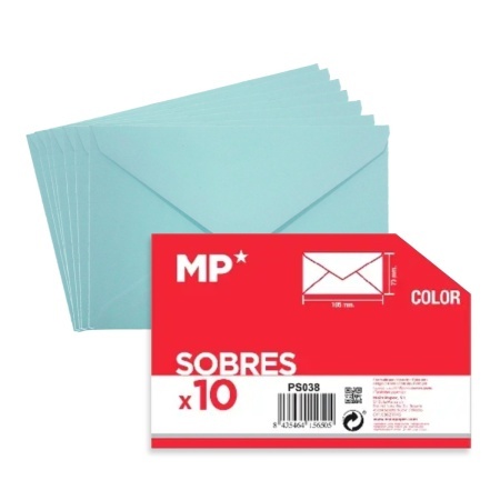 Plic bleu pastel cu clapeta gumata 10,5x7cm 80g 10/set MP PS038