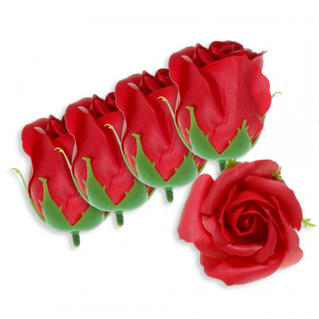 Trandafir din sapun rosu 5cm cu tija din plastic 5/set