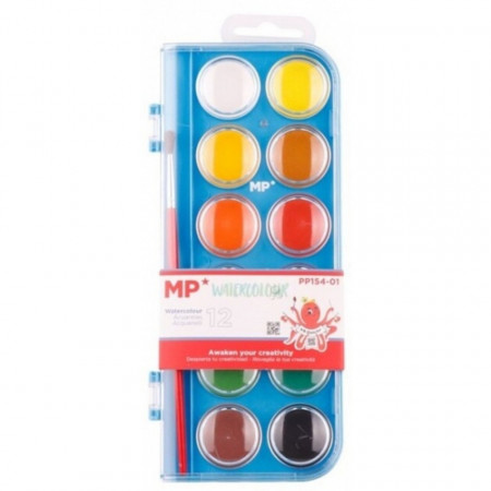 Acuarele 12 culori + pensula/set MP Colours PP154-01