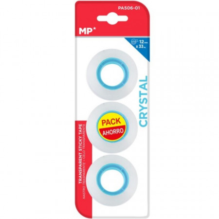 Banda adeziva transparenta cristal 1,2cm x 33m 3/set MP PA506-01